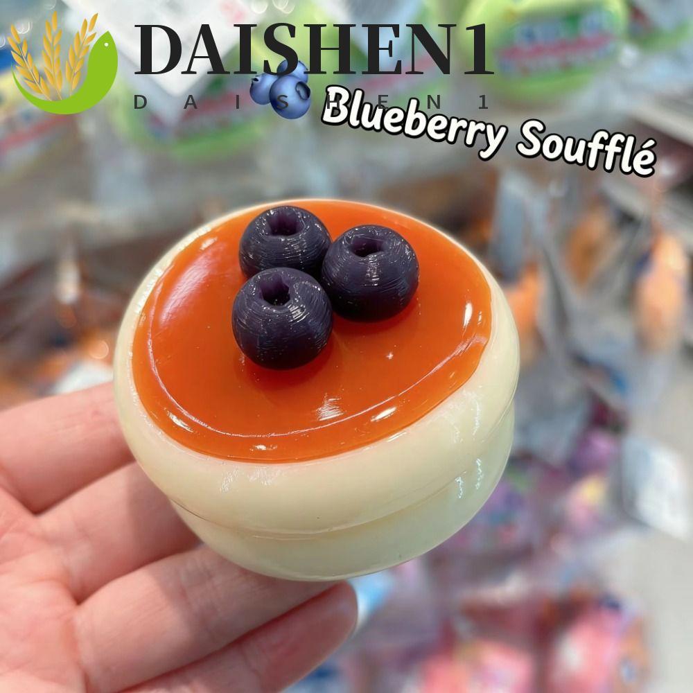 DAISHEN1 Squishy สตรอเบอร์รี่, มือผ่อนคลายบลูเบอร์รี่ Sensory Fidget Ball, เด็กจําลองหยิกอาหารรูปร่าง Soufflé Squishy ของขวัญวันเกิด