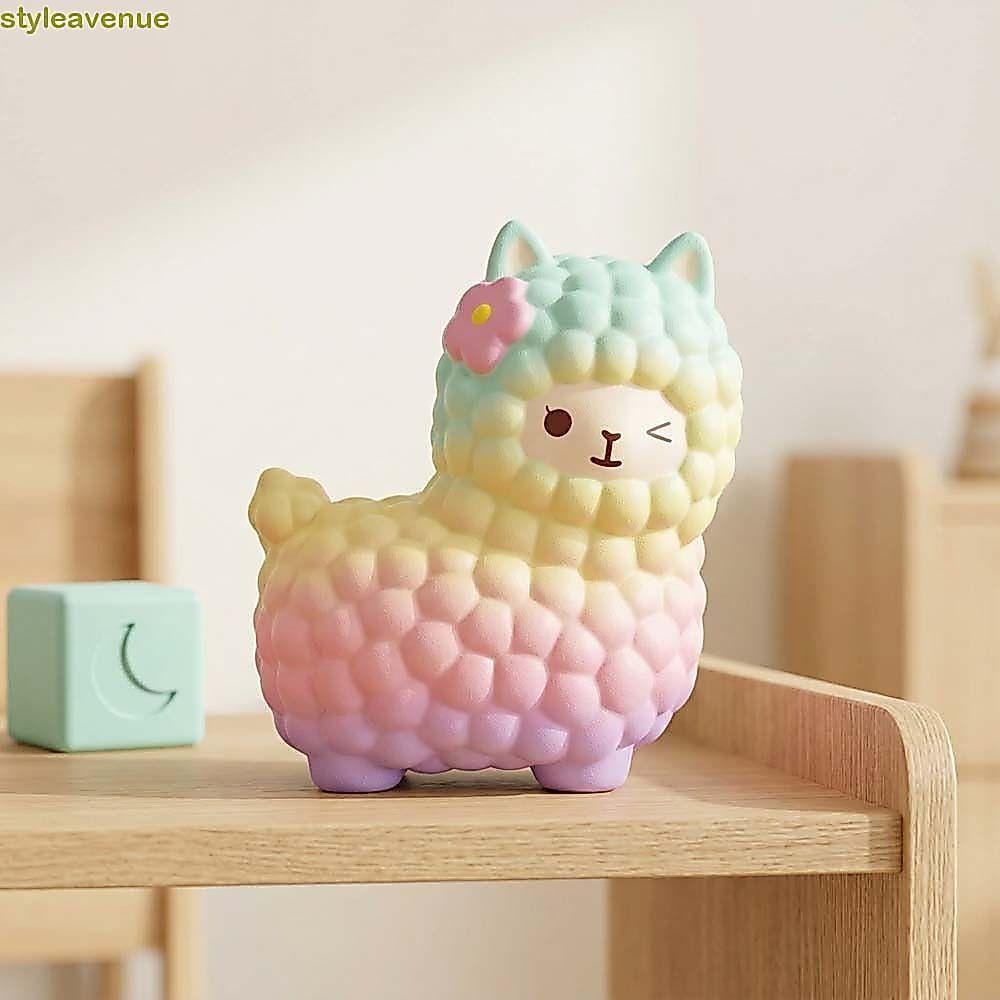 STYLEAVENE ของเล่นบีบอัลปาก้า, จําลอง Super Soft แกะฟื้นตัวช้าของเล่น, Calming Desk Gadget Creative Elastic สีสันช้า Rising Squeeze ของเล่นเด็กของเล่น
