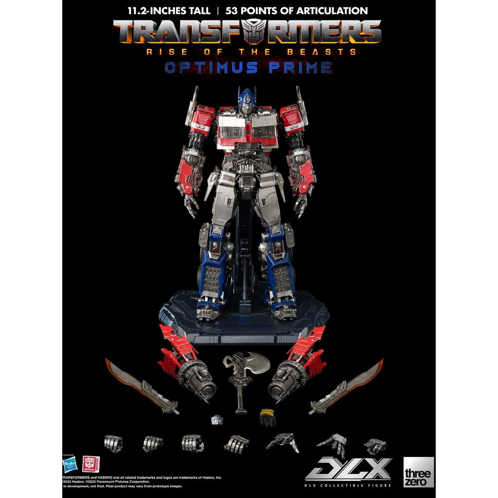Threezero Transformers Rise of the Beasts DLX Optimus Prime 11.2" 53 Points Articulion Action Figure