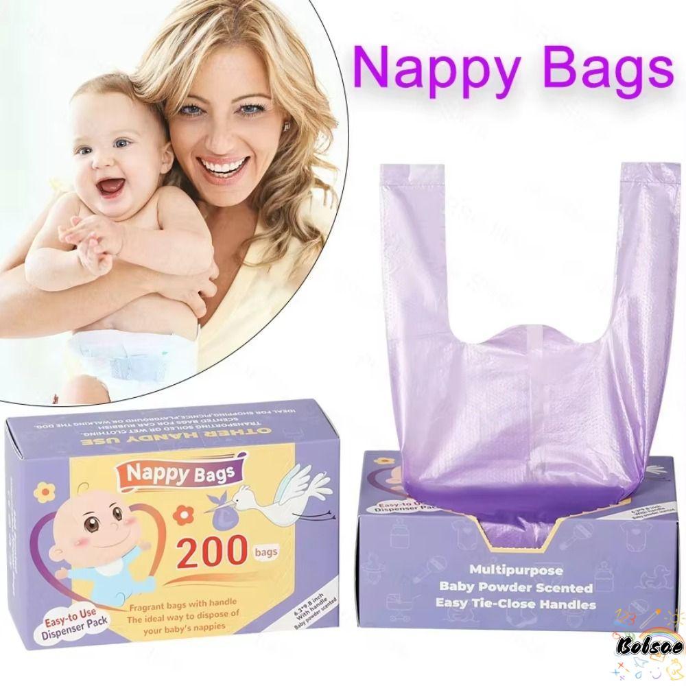 BOLSACF 100/200 ชิ้นถุงขยะแบบพกพา,หอมรั่วทิ้งถุงผ้าอ้อม,กลิ่นถอดความจุขนาดใหญ่มัลติฟังก์ชั่แบบพกพาถุงผ้าอ้อม