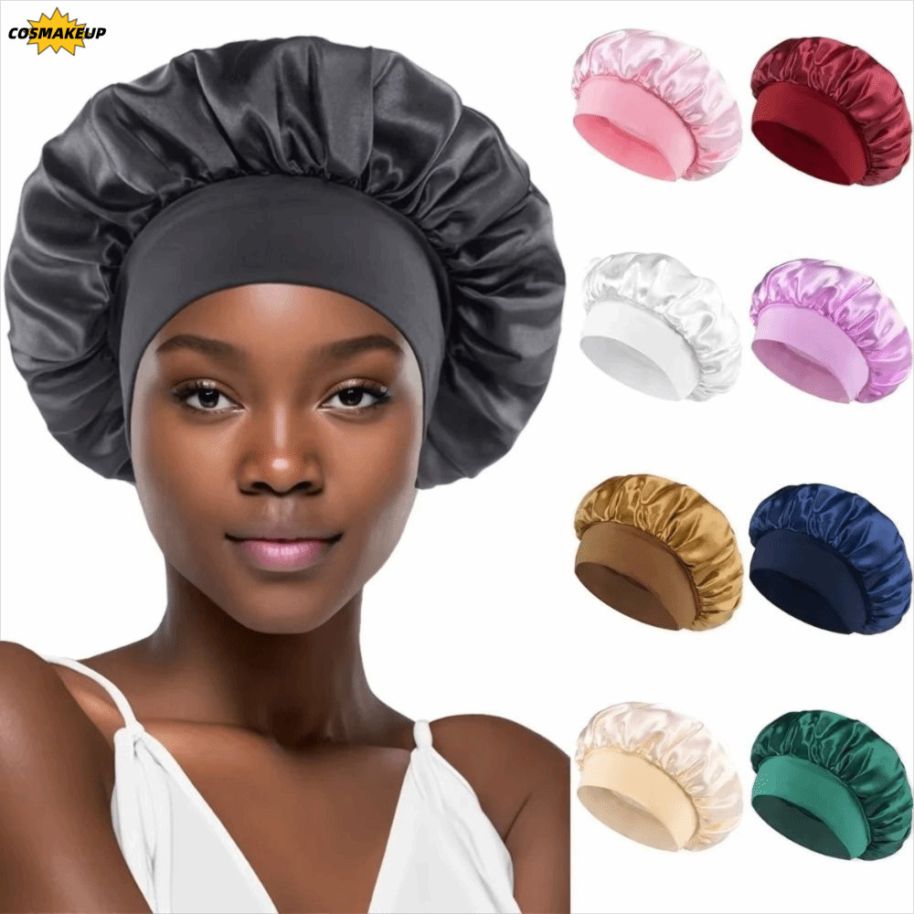 COSMAKEUP Sleep Bonnets, Band Cap Silk Womens Bonnet, Fashion Elastic Satin Hat Hair Care
