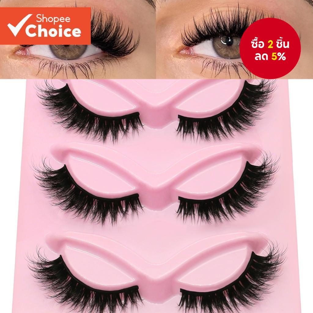 GROINNEYA ขนตาปลอมสไตล์มังงะ 5 คู่ Fluffy Cross Lashes สําหรับ Dramamatic Volume และ Natural Extension Look