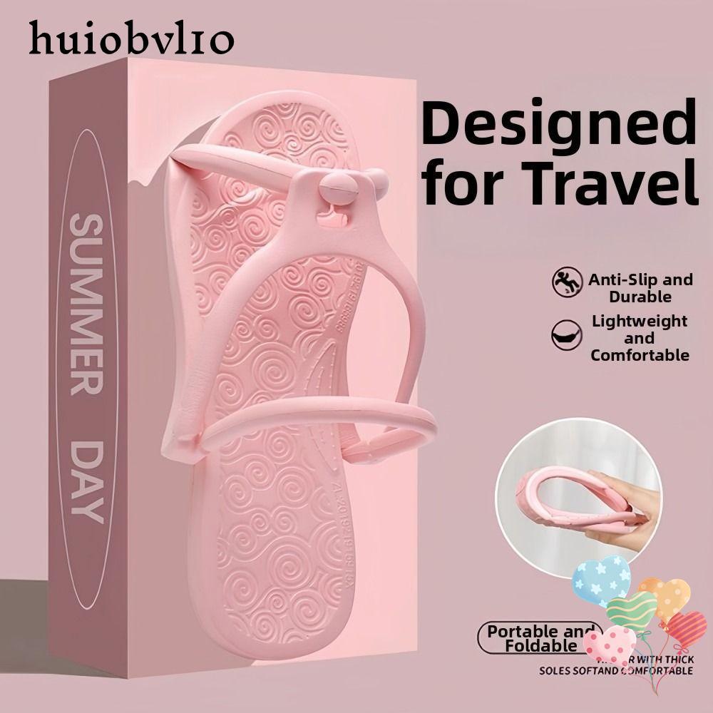 HUIOBVLTH รองเท้าแตะโรงแรม EVA, รองเท้าแตะสําหรับเดินทางแบบพับได้นุ่มสบาย, รองเท้าส้นแบนน้ําหนักเบาแตะกันลื่นในห้องน้ําผู้ชายและผู้หญิง