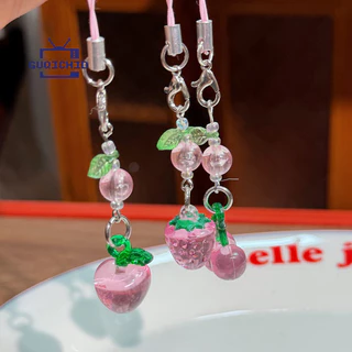 จี้ผลไม้ จี้ลูกปัดตกแต่งdiy พวงกุญแจห้อยโทรศัพท์รูปผลไม้สดใสรับฤดูร้อน พวงกุญแจรูปหัวใจสำหรับเด็กผู้หญิง คู่รัก