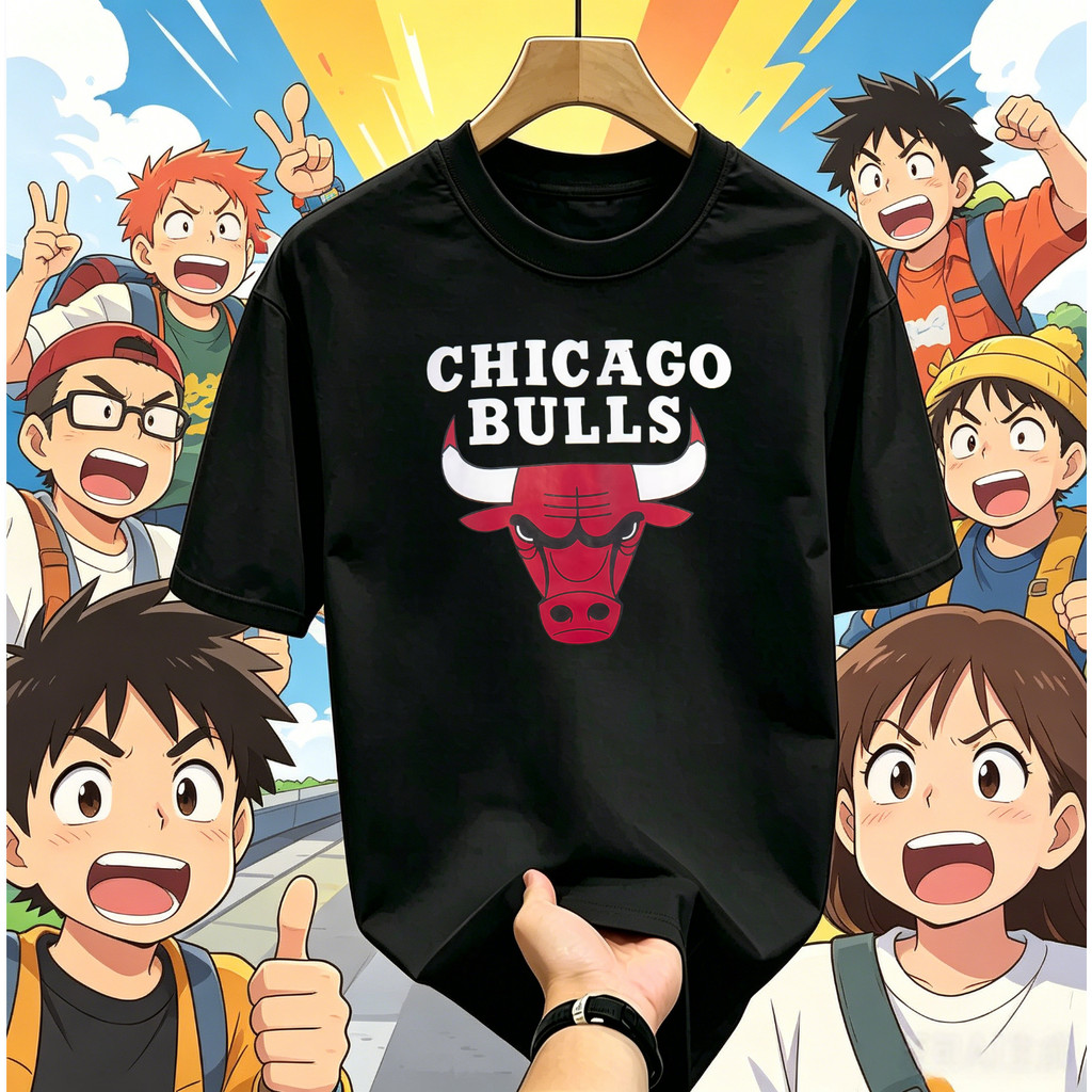 (จัดส่งภายใน 24 ชั่วโมง) เสื้อยืดพิมพ์ลายคลาสสิก Chicago Bulls ทรงหลวม แขนสั้น คอกลม เสื้อสำหรับแฟนบาสเก็ตบอล