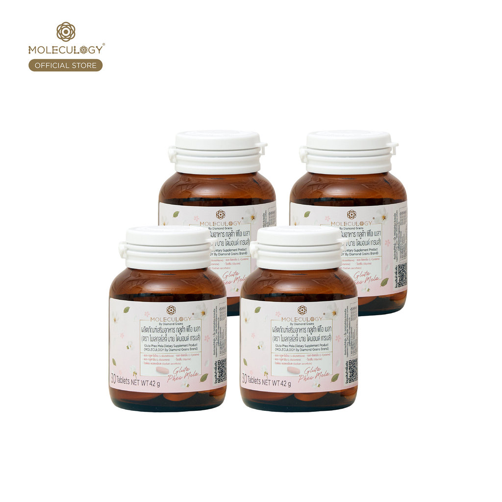 Moleculogy [Set 4 ชิ้น] Gluta Pheo Mela ผลิตภัณฑ์เสริมอาหาร กลูต้า ฟีโอ เมลา 4 กระปุก (30เม็ด/กระปุก)