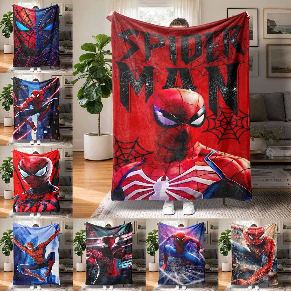 Spider Man Action การ์ตูนสีแดงโยน HD รูปแบบ Flannel ผ้าห่มนุ่มเด็กอนุบาล Nap ของขวัญชายหญิงเด็กห้อง