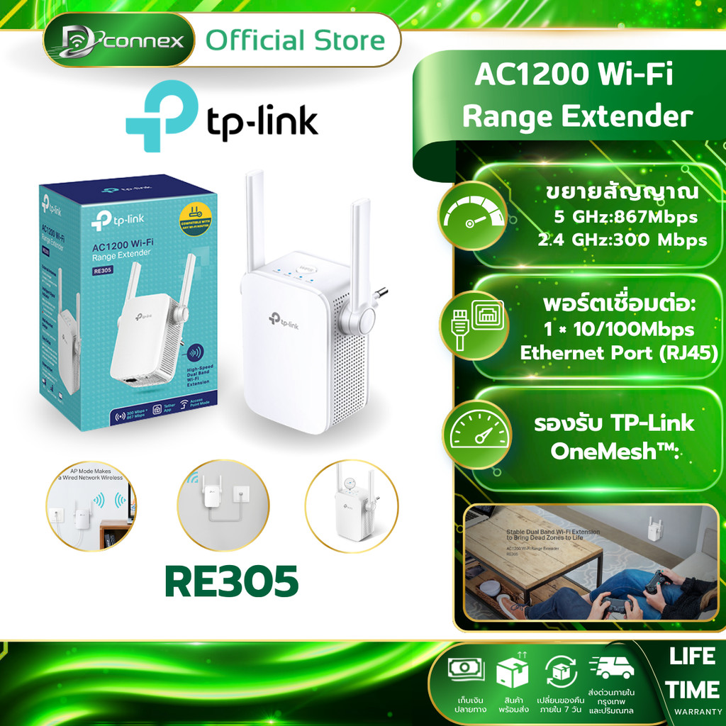 TP-LINK RE305 AC1200 AC1200 WiFi Repeater อุปกรณ์ขยายสัญญาณ ( Wi-Fi Range Extender)