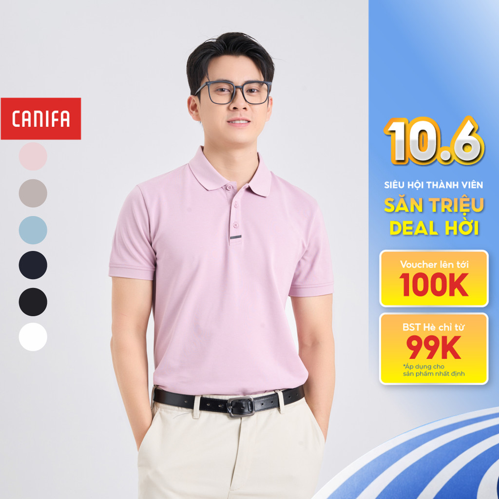 CANIFA เสื้อโปโลผู้ชายคอปกและแขน 8TP25A002
