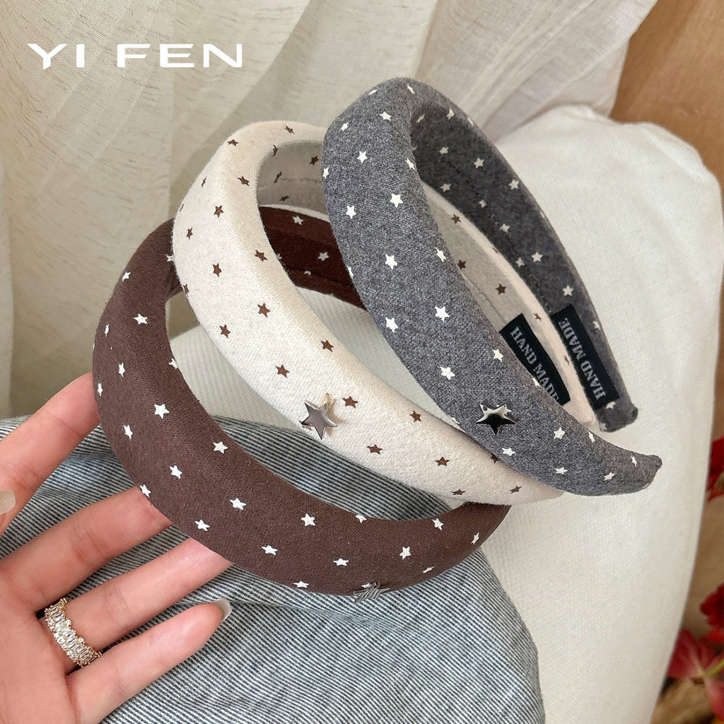 YIFEN Preppy สไตล์ Star ฟองน้ําหนาแถบคาดศีรษะหญิง รูปที่ 3