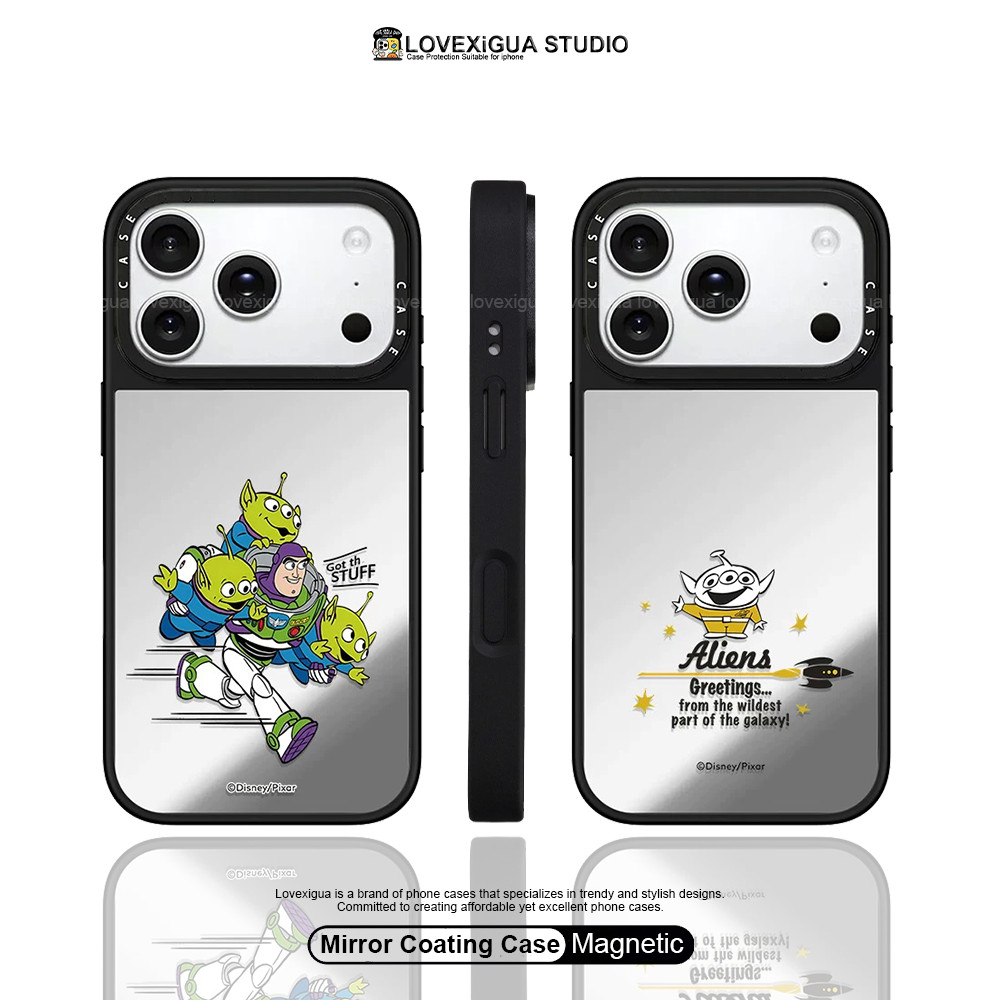 กระจก ตัวการ์ตูนสร้างสรรค์เคสโทรศัพท์แม่เหล็กสําหรับiPhone 17Pro Max 17 Air 16 Plus 15 14 13 12 11 Pro Maxกรณีกันกระแทกฝาครอบป้องกัน