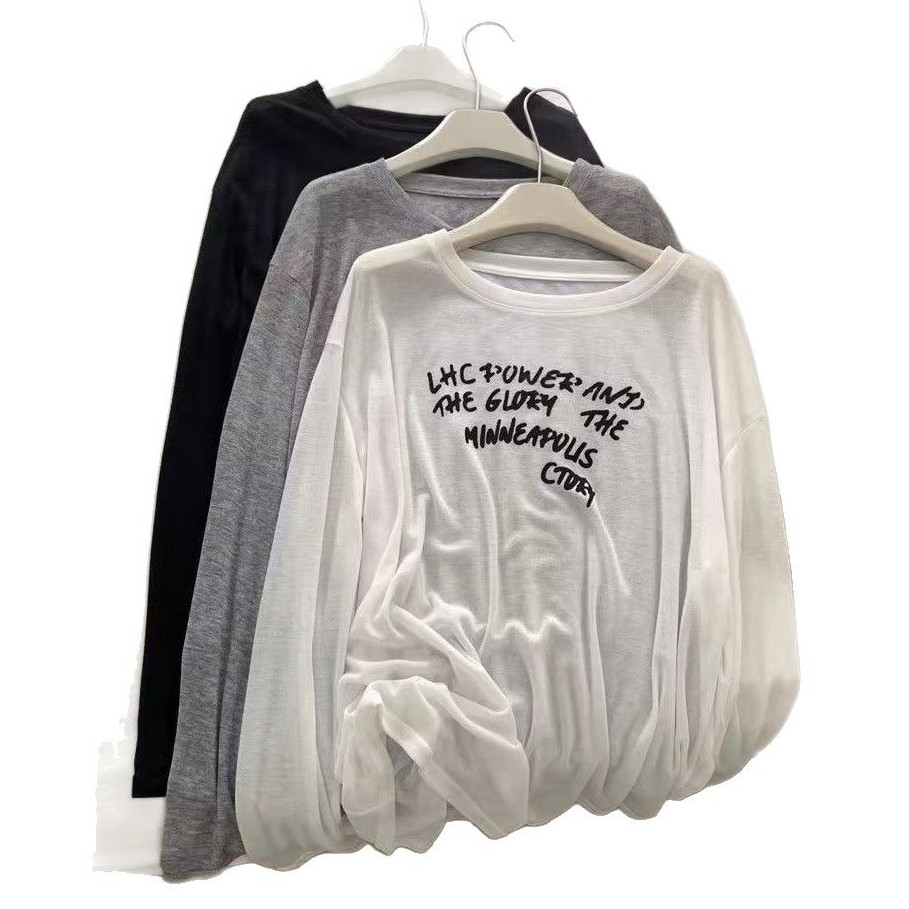 FASHION.61 เสื้อแขนยาวผู้หญิง  เนื้อผ้าสลาฟ บางเบา   ทรงหลวม  รุ่น W7898