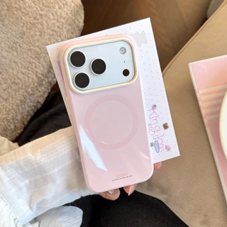 Niche Simple Magnetic เหมาะสําหรับ Apple 17pro max เคสโทรศัพท์ iphone16 สไตล์เกาหลี ins Soft 15 Macarons