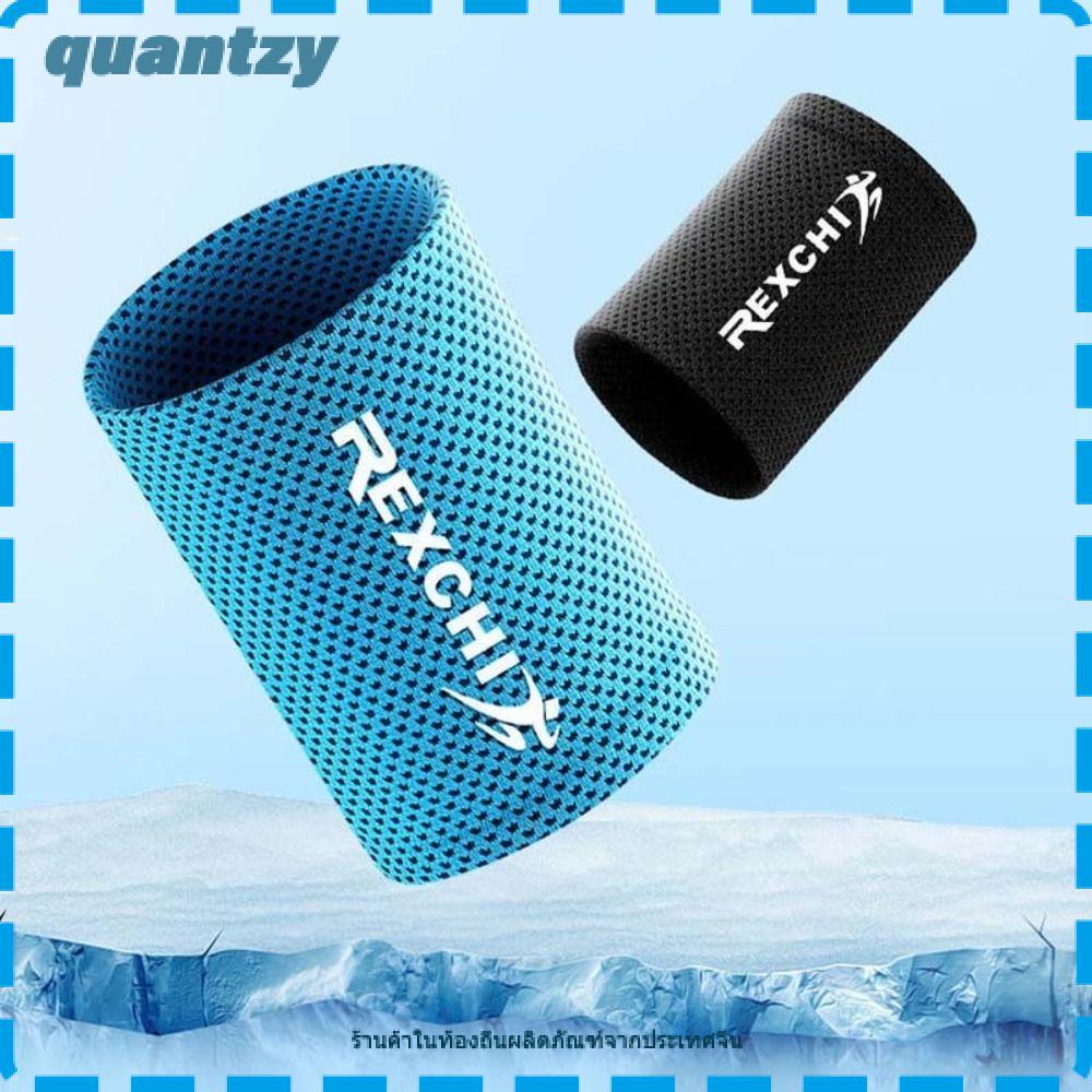 QUANTZY สายรัดข้อมือน้ําแข็งระบายความร้อน, ยืดหยุ่นสีดําสีฟ้าสีเขียวสีแดงข้อมือห่อ, ผ้าไหมน้ําแข็งโพลีเอสเตอร์ข้อมือป้องกันโยคะ