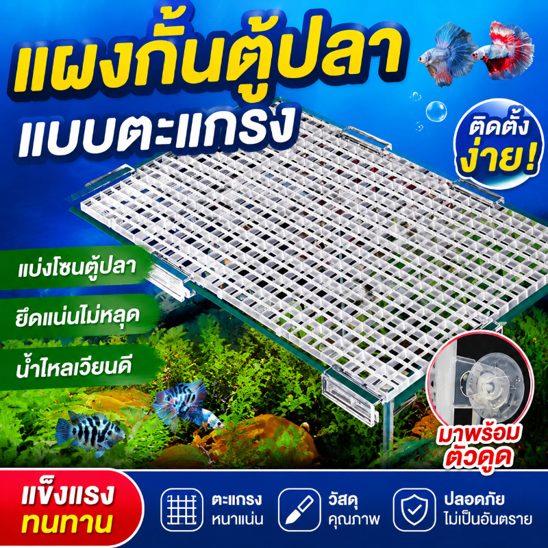 ตะแกรงแฟรก 30x30cm. มีเดือยต่อกันได้ ตะแกรงกั้นตู้ปลา กันปลากระโดด ลองพื้นตู้ แผ่นกั้นช่องแยกปลา แผ่นกั้นตู้ปลา ปะการัง