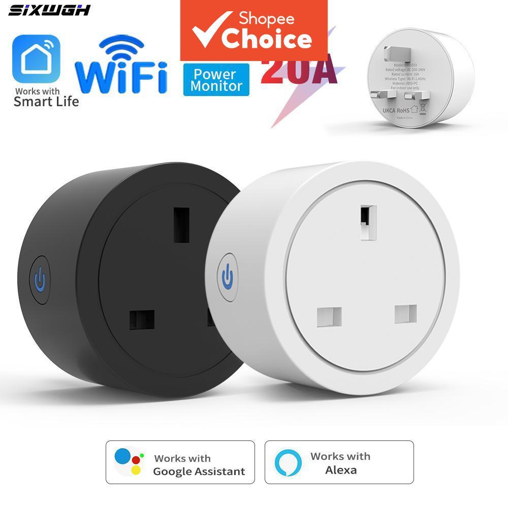 สําหรับ Tuya WiFi สมาร์ทซ็อกเก็ต UK ปลั๊กจับเวลาซ็อกเก็ต Power Monitor ทํางานร่วมกับ Smart Life APP สําหรับ Google Home Alexa Voice Control