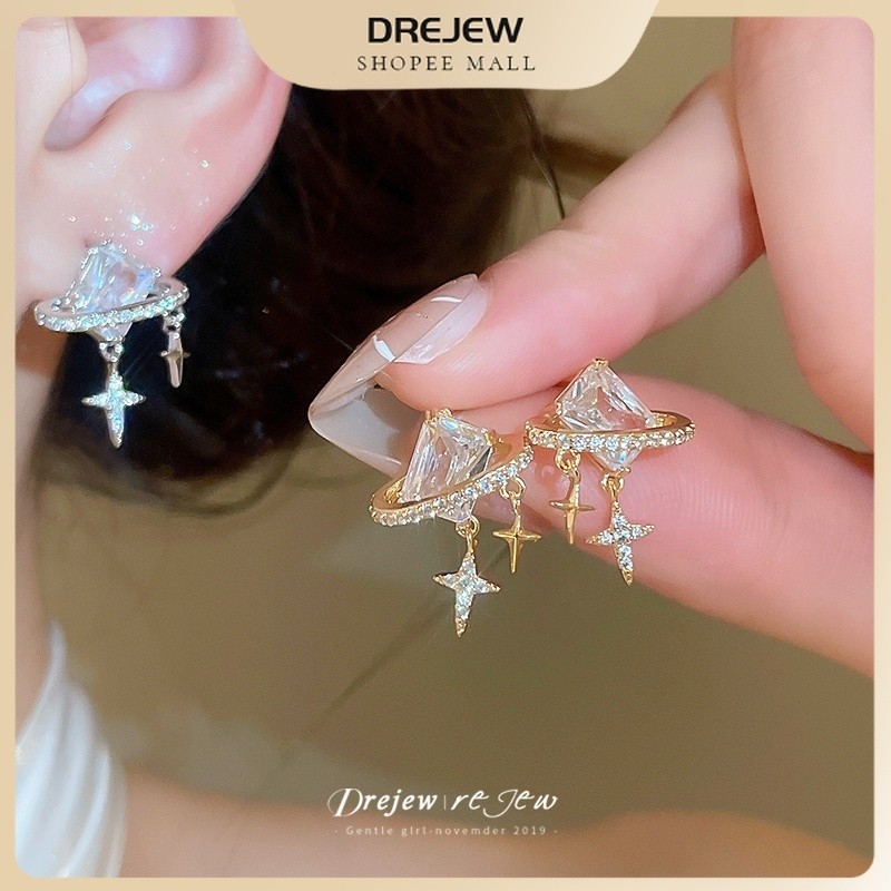 DREJEW ต่างหูผู้หญิงสีทอง ดาวเคราะห์ดาวห้อย ซิรคอน สไตล์เกาหลี สวมใส่ทุกวัน ปาร์ตี้ งานเลี้ยงค่ำ ของขวัญ
