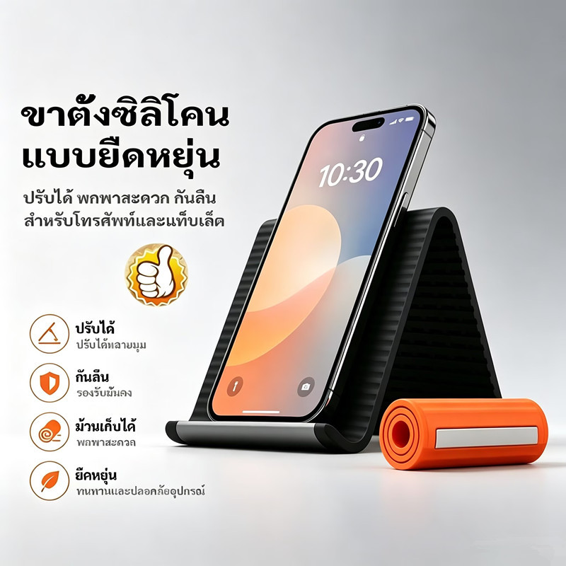 ขาตั้งซิลิโคนแบบยืดหยุ่นสามารถโค้งงอได้อิสระ รองรับโทรศัพท์และแท็บเล็ต ใช้ได้ทั่วไป เหมาะสำหรับการเดินทางและพกพา