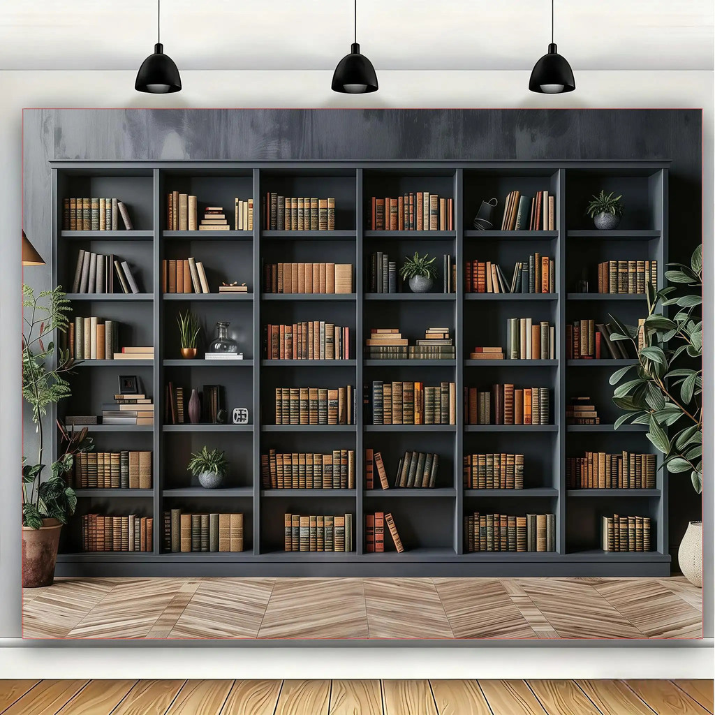 Maximum size (180-300cm) Luxury room Living room European bookshelf Bookcase Decoration Background Hanging cloth Mural d