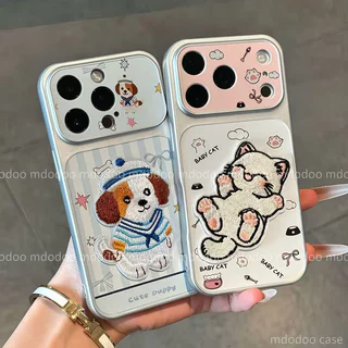 เคส For OPPO Reno 16 16F 15Pro Max 15C 15 mini 14 13 12 11 F FS 14Pro 13Pro 11Pro 15F 14F 13F 12F 11F F27 A6C 4G F25 Pro 5G Cute Pink Embroidery Cat Sailor Suit Puppy Creativity Phone Case Plating Fine hole Shockproof Cartoon Soft Back Cover TPK 005