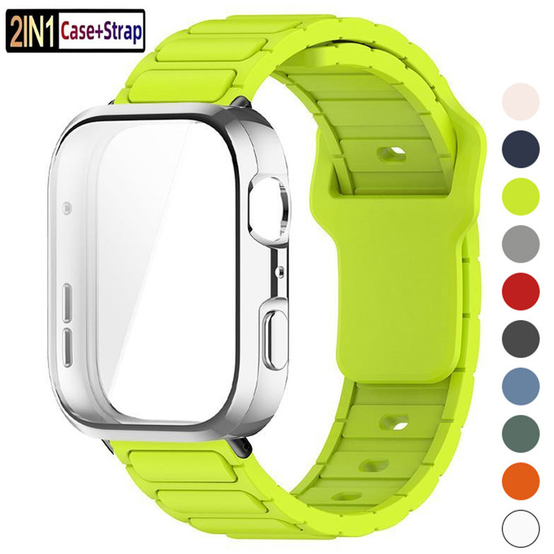 สายซิลิโคนกีฬา + TPU สําหรับ Huawei Watch Fit 5 Fit 5Pro สร้อยข้อมือเต็มหน้าจอเกราะป้องกัน Huawei Watch Fit 4 Fit4Pro Fit3 Band