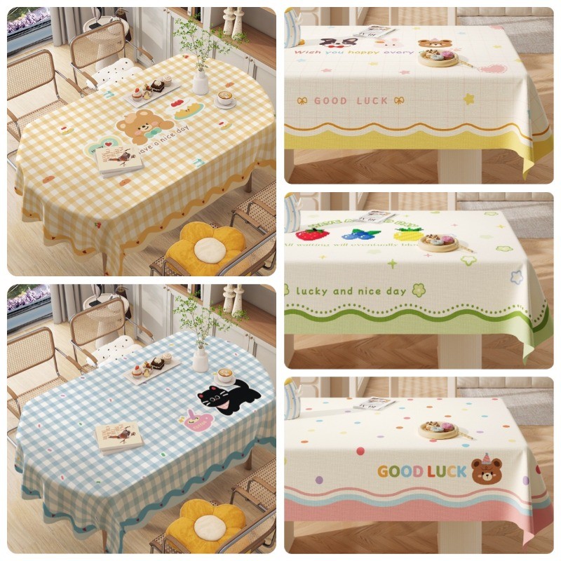 COD ผ้าปูโต๊ะพรีเมี่ยม 60x120/90x140CM PVC สไตล์การ์ตูน หลักฐานน้ำมัน ป้องกันรอยขีดข่วน ผ้าปูโต๊ะ