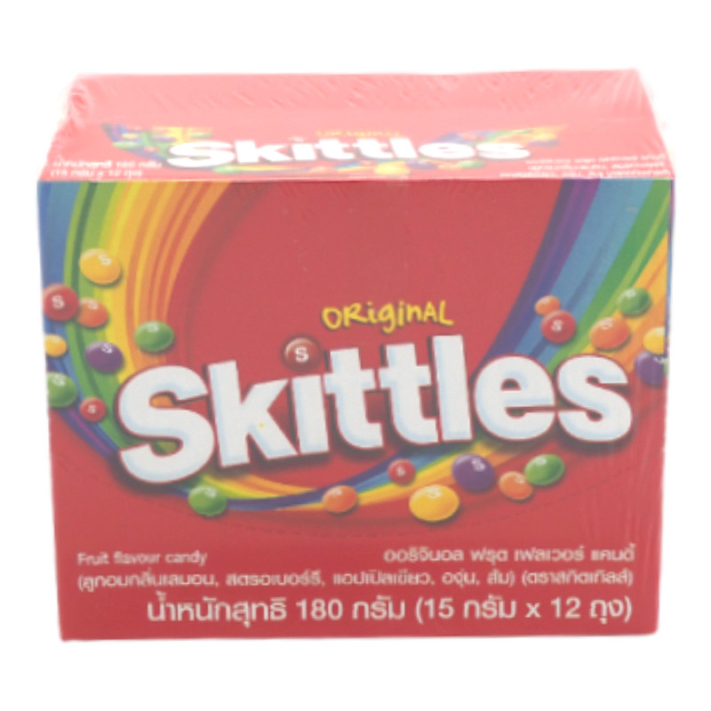 สกิทเทิลส์ ลูกอมกลิ่นผลไม้ 15 ก. 12 ชิ้น (SKITTLES Candy 15 g 12 pcs)