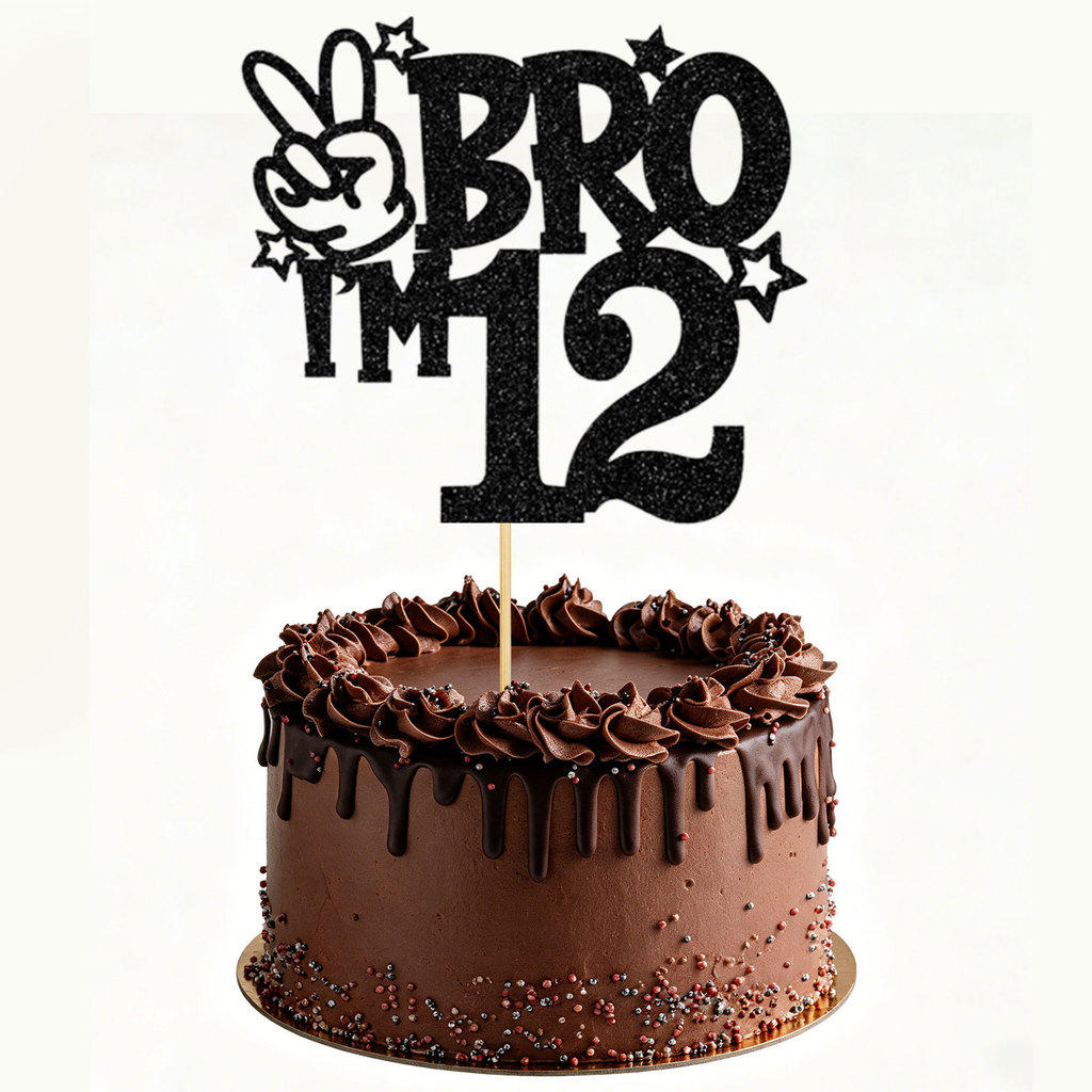 1 PC Brother Im 4-18th เค้ก Topper Glitter Star Happy 4th-18th Birthday Cake Pick Bro