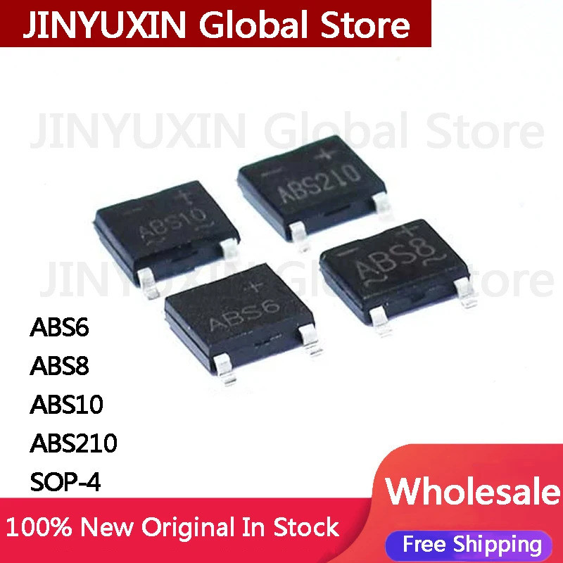 5 ชิ้น ABS8 ABS10 ABS210 MB6S MB8S MB10S MB6F MB8F MB10F SOP4 Rectifier Bridge IC ขายส่ง