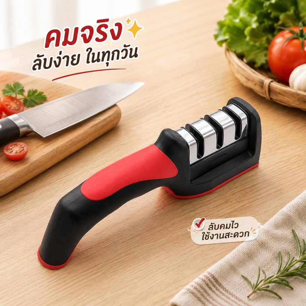🔪สามช่องลับคมเว่อร์！คมชัดทันใจ｜แฮนดิแคปต์ไม่เมื่อย｜ใช้ง่ายเหมือนชำระผ้า✨  S00215