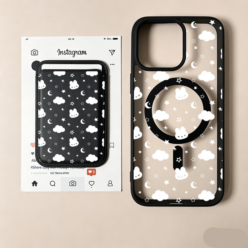 Star Rabbit Moon Magnetic Clear Case สําหรับ iPhone 17 Pro Max 17 Pro, Anti-Yellowing Slim เคสกันกระแทก