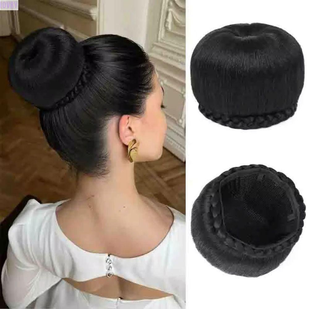 มวยผมปลอมสังเคราะห์ IVORY, ทนความร้อนใช้งานง่ายถัก Chignon, คุณภาพสูง Soft Touch Handmade Natural Glossy เส้นใยสังเคราะห์ Hairpiece ผู้หญิง