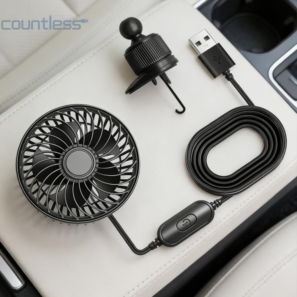 COD USB Powered พัดลมระบายความร้อนในรถยนต์ Vent คลิปพัดลมระบายความร้อน 3 ความเร็วมอเตอร์ไร้แปรงถ่านที่เงียบสงบหมุนได้ 360