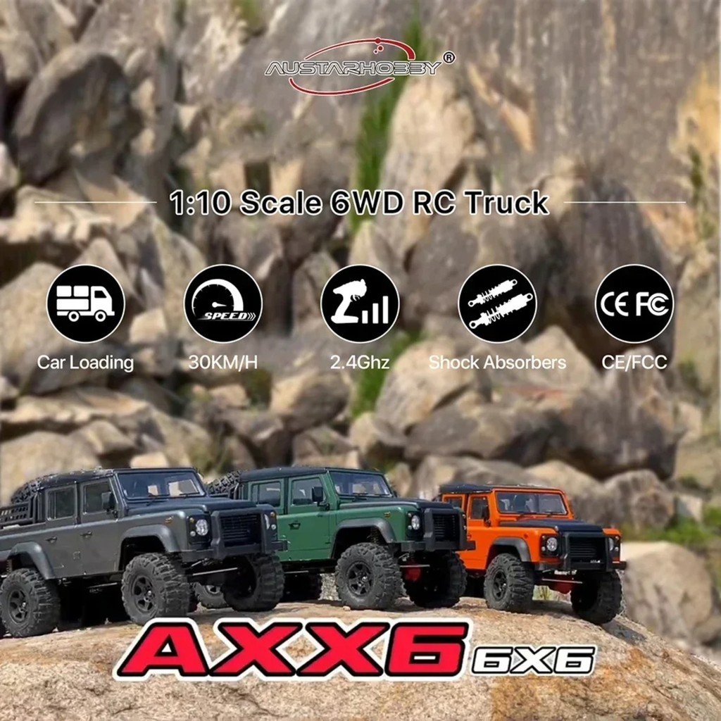 AUSTARHOBBY 1/10 AXX6 6X6 RTR ไฟฟ้ารีโมทคอนโทรลรถ Hard Shell RC Crawler Rc รถบรรทุก Rc รถสําหรับผู้ใ