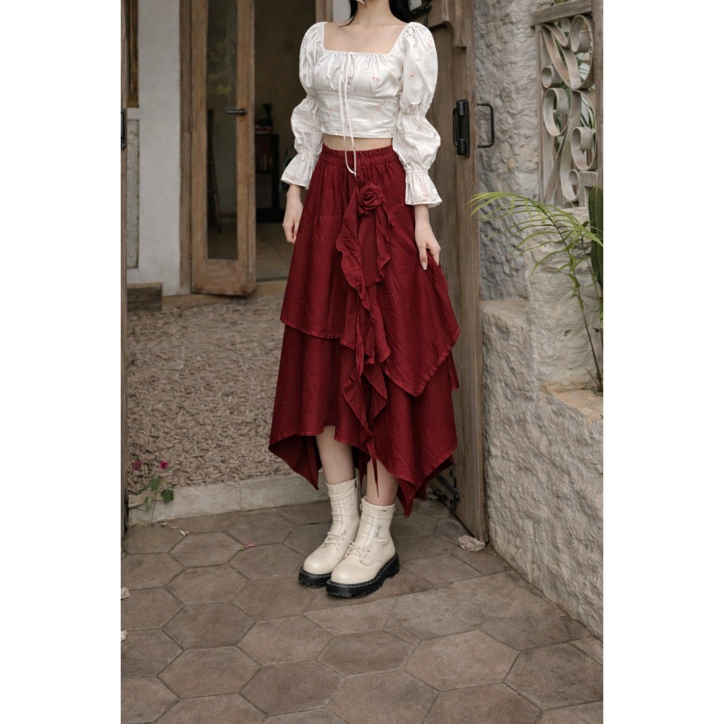 KATUN Tq88indonesia แฟชั่น ROK BALLEROSE ผ้าฝ้ายสไตล์เกาหลี / กระโปรงยาวอินเทรนด์