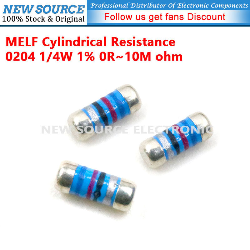 [10 ชิ้น] 0204 MELF ความต้านทานทรงกระบอก 1/4W 1% 0R 1R 1.6R 2.2R 4.7R 6.8R 10R 24R 27R 33R 47R 100R 