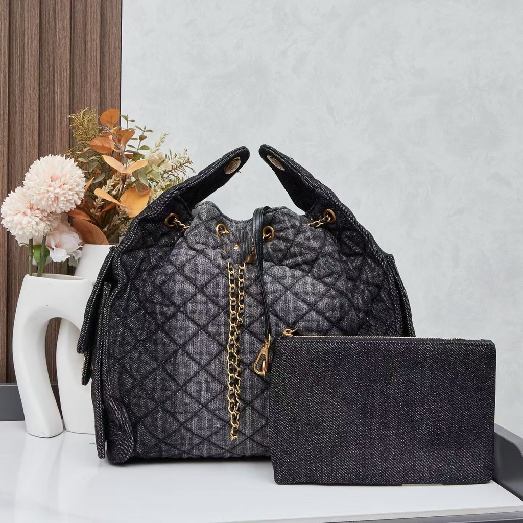 25bag Hippie hobo Denim Diamond Chain Bag 25 สไตล์ใหม่ Drawstring Bucket Bag ไหล่ Messenger Bag Comm