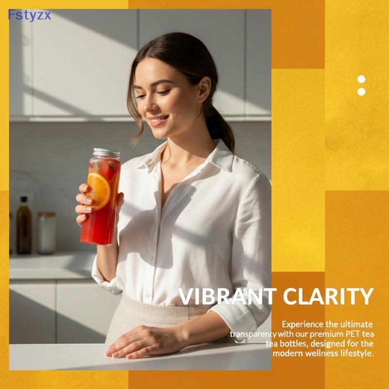 Fstyzx ใสขวดเครื่องดื่มพลาสติกรอบภาชนะสําหรับน้ําผลไม้ Smoothie ชานมแบบพกพา Drinkware สําหรับเดินทาง