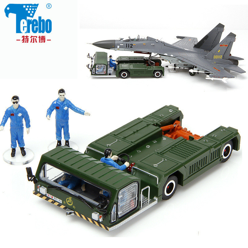 Terbo โมเดลรถโลหะผสมจําลอง J-11 Fighter Tractor Trailer Static Military Model จับคู่ขายส่ง
