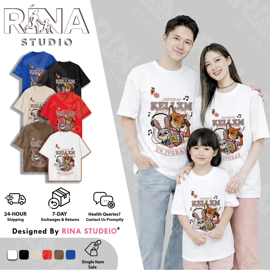 RINA STUDIO Zootopia พิมพ์ชุดลําลองสําหรับครอบครัวระบายอากาศได้และสะดวกสบาย
