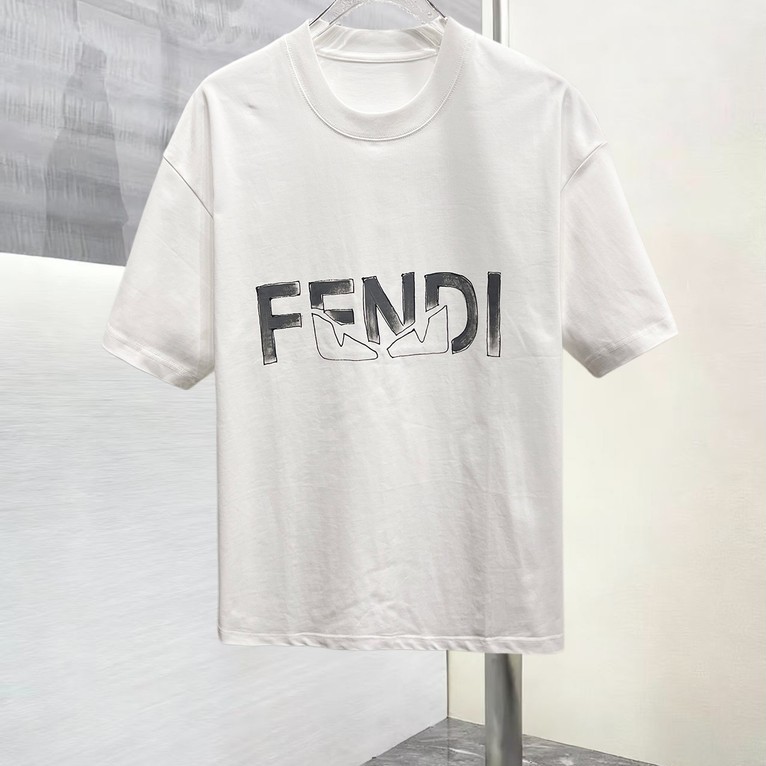 FEND/Fendi 2026 คลาสสิกรอบคอแขนสั้นเสื้อยืดผู้ชายผู้หญิงสไตล์ทุกวัน Original Design รอบคอฤดูใบไม้ร่ว