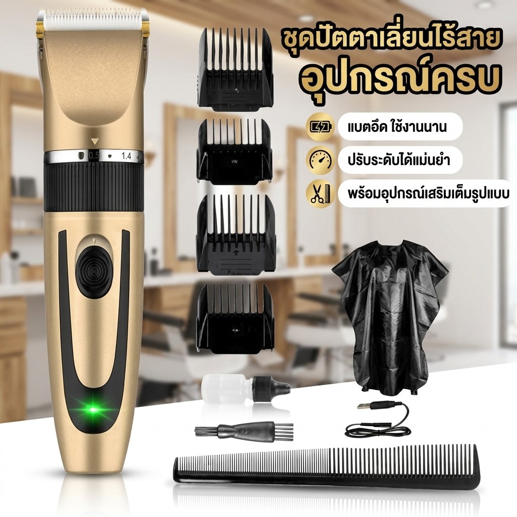 COD ปัตตาเลี่ยน ชุดตัดผมผู้ชาย แบตตาเลี่ยนแท้ ปัตตาเลี่ยนตัดผม ชุดเครื่องตัดผมไร้สาย โกนหนวด ตัดผม เครื่องตัดผมแบบพกพา