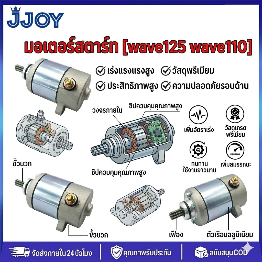 COD มอเตอร์สตาร์ท ไดร์สตาร์ท HONDA (แท้โรงงาน) เวฟ125 I / R / S WAVE125 i / R/ S ปลาวาฬ