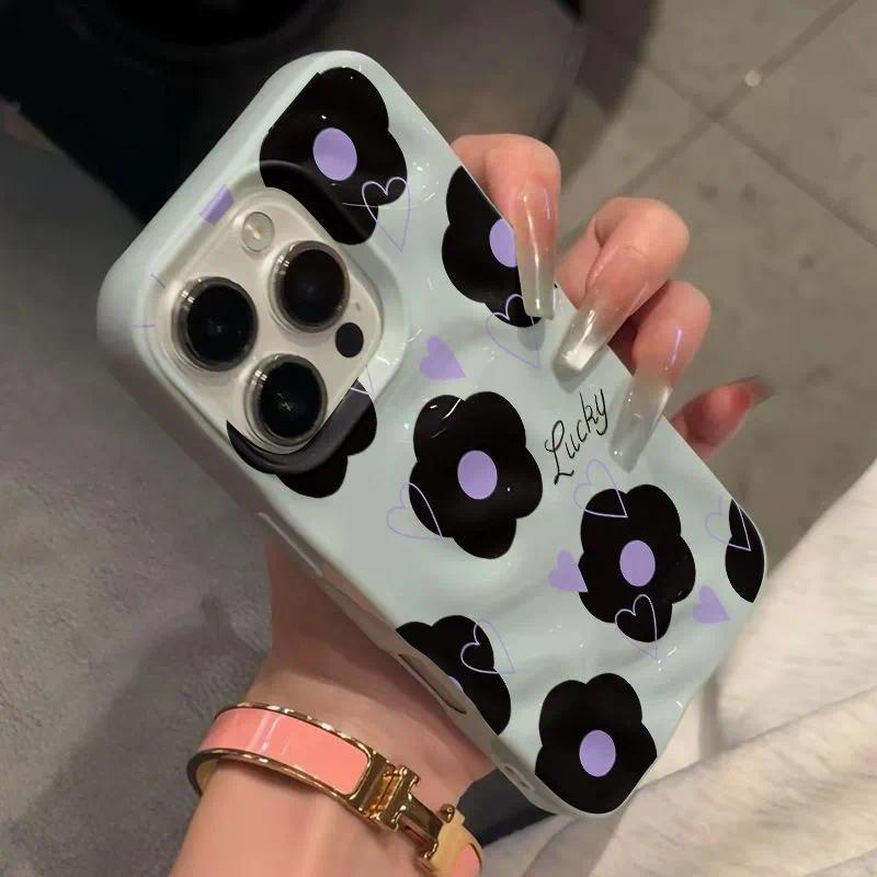 สีดําดอกไม้สีม่วงโบว์ 3D Meteorite เคสโทรศัพท์สําหรับ OPPO A77 A77S A57 A57E A57S A95 A92 A74 A72 A9