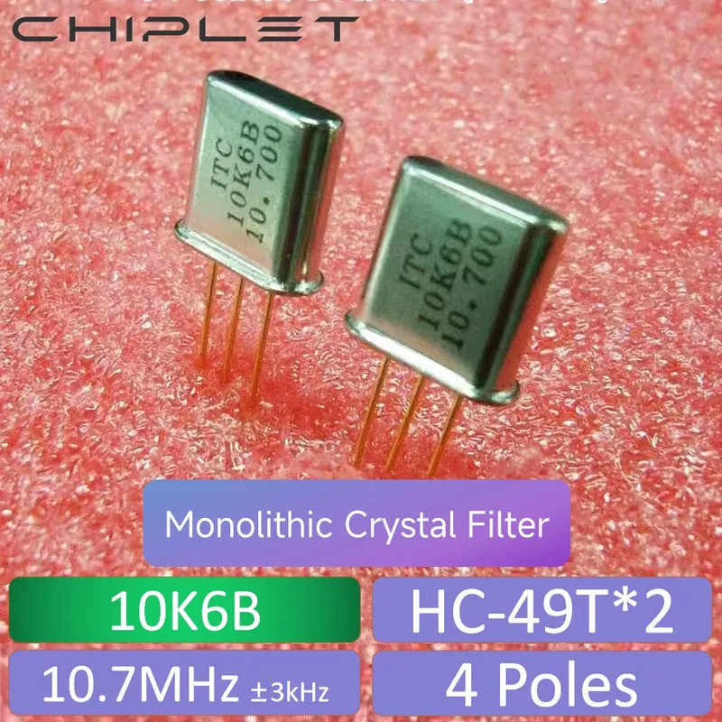 (1 คู่) HC49T*2 3P 10.7MHz ไส้กรองคริสตัลเสาหิน 10K6B 4 เสา MCF ±3kHz 49T*2 10.7M DIP 10.7000M 3Pin