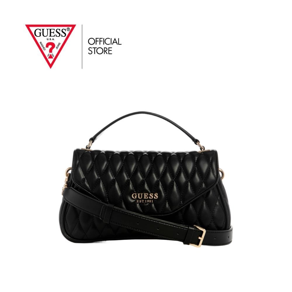 GUESS กระเป๋า รุ่น QG812220 VALLA TOP HANDLE FLAP SATCHEL สีดำ