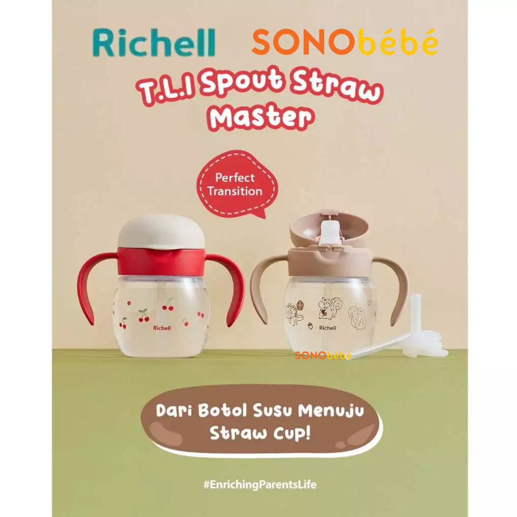 RICHELL - TLI Spout - Straw Master Set/ 2in1 Bottle / Spout & Straw Bottle
