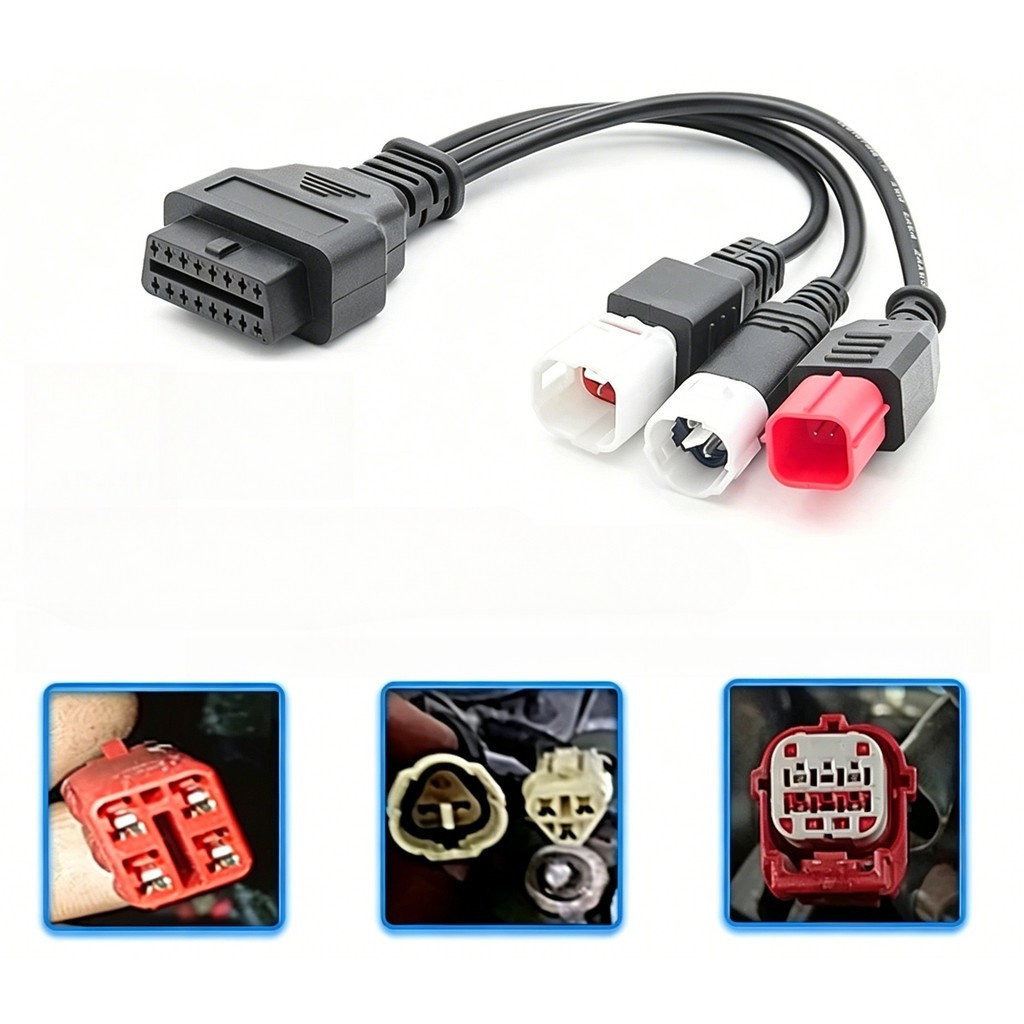 ตัวเชื่อมต่อ OBD2 3 in 1 6pin สําหรับ Y15 V2 Y16 N-MAX X-MAX 3pin & 4pin รถจักรยานยนต์ เป็น 16Pin OB