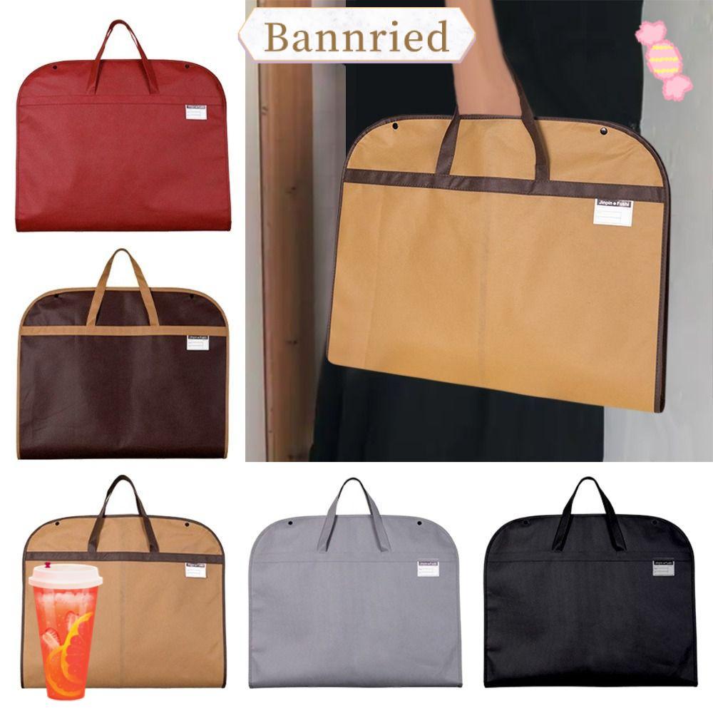 กระเป๋าเสื้อผ้า BANNRIEDSG, กระเป๋าเก็บสูทผ้าไม่ทอสีทึบ, ฝาครอบป้องกันเสื้อแจ็คเก็ตชุดเดรสแบบพกพาแบบพับได้