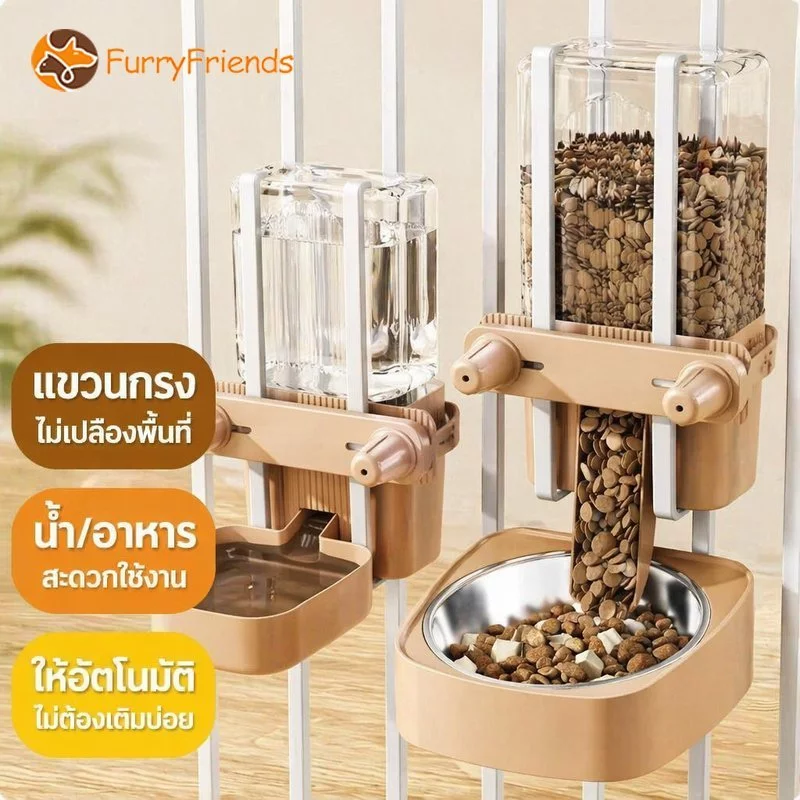ชามอาหารสัตว์เลี้ยง แบบแขวนกรง ชามสแตนเลส ถ้วยน้ำแมว ชามหมา กรงกระต่าย ถอดล้างง่าย